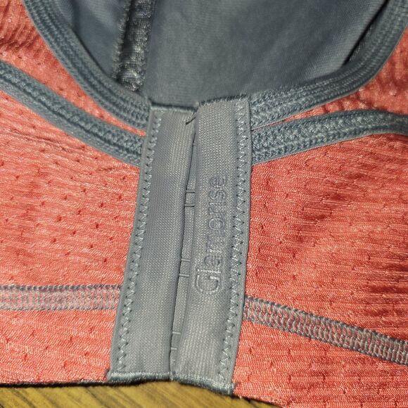 GLAMORISE SPORT ELITE Sz 50G NWOT MagicLift Orange Gray Sports Bra Wireless - Picture 7 of 12